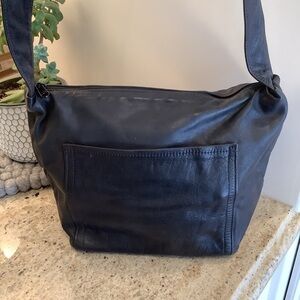 Julia Duseri Black Leather Shoulder Bag Rainguarded